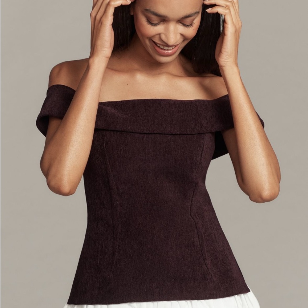 Anthropologie Off-Shoulder Plum Top